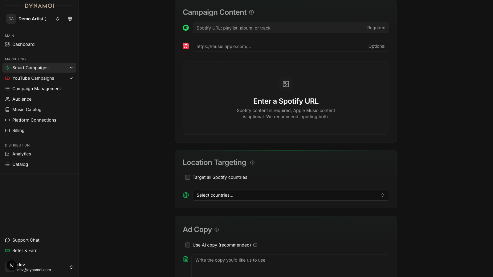 Create Smart Campaign wizard showing content selection
