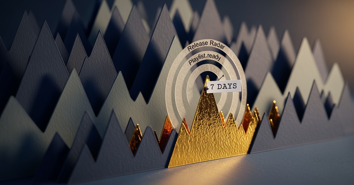 A paper-craft diorama showing layers of blue soundwaves, with one prominent gold foil wave emitting vellum radar rings.