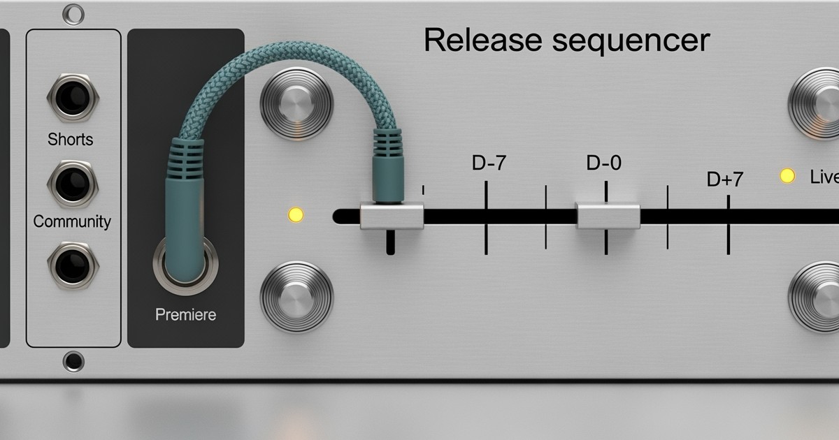 A macro photograph of a brushed aluminum control panel featuring a fader set to 'Day 0' and a patch cable connecting a 'Shorts' input to a