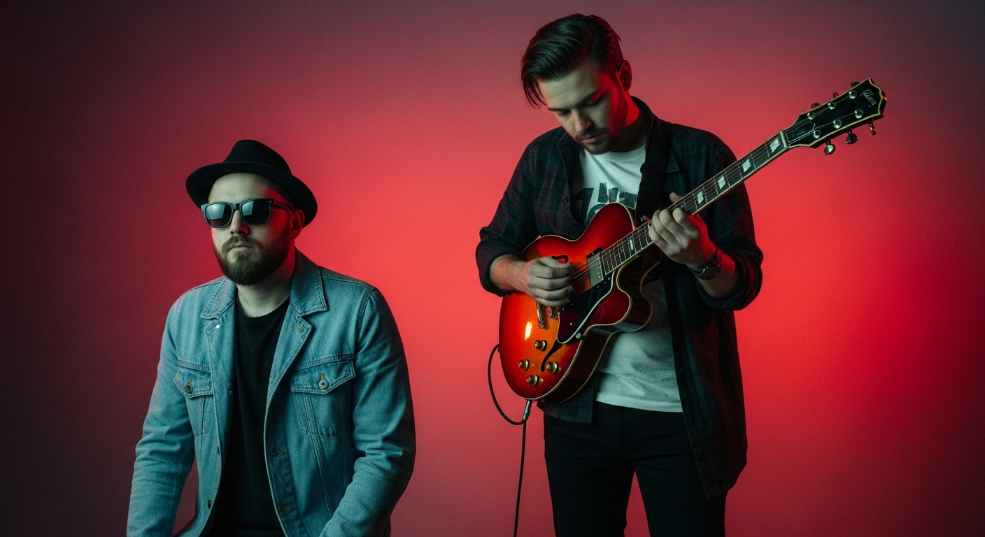 Vibrant editorial photograph depicting music industry developments