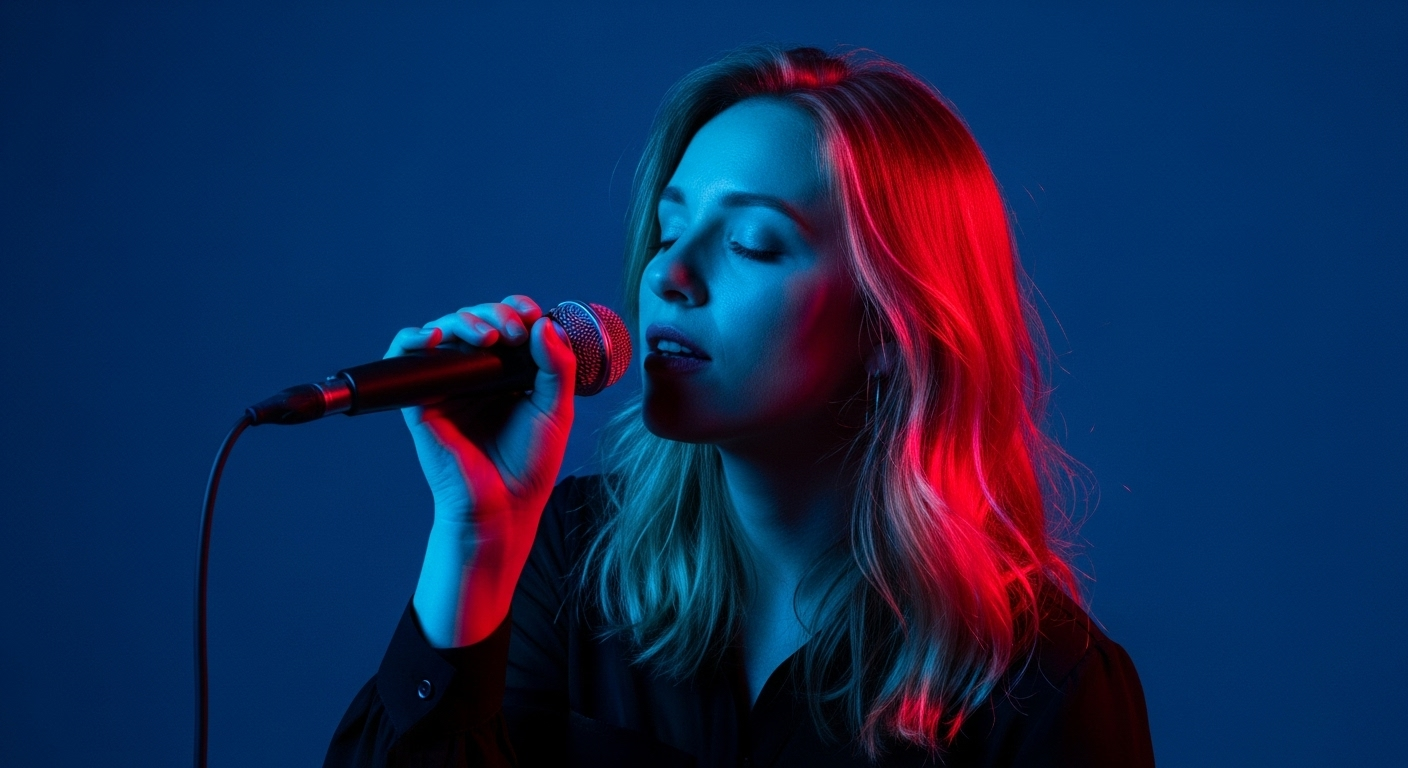 Vibrant editorial photograph depicting social media music trends