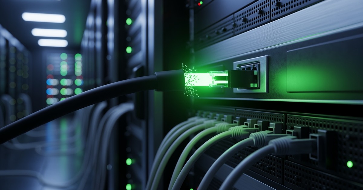 A glowing green cable is plugged into a server port labeled 'NMPA OPT-IN,' representing a new music deal.